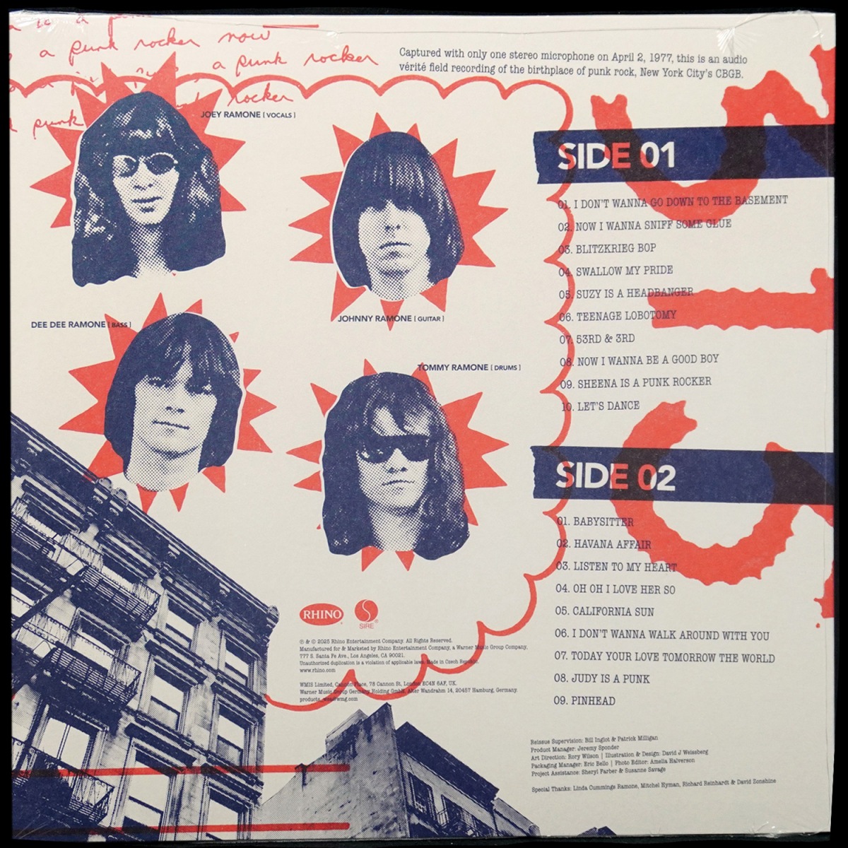 LP Ramones — Live (CBGB • 1977) (цветной винил) фото 2
