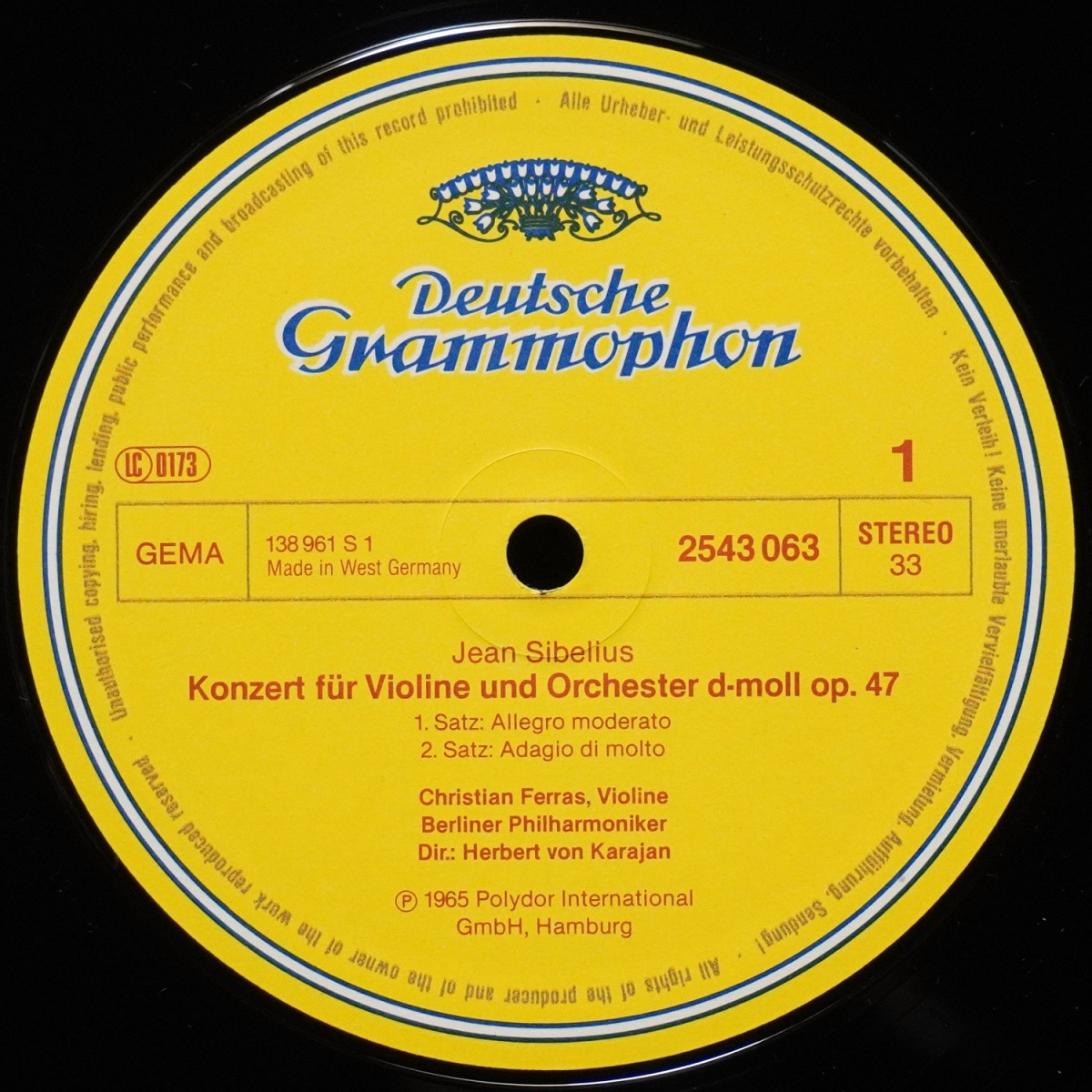 LP Herbert Von Karajan — Sibelius: Violinkonzert · Der Schwan von Tuonela фото 2