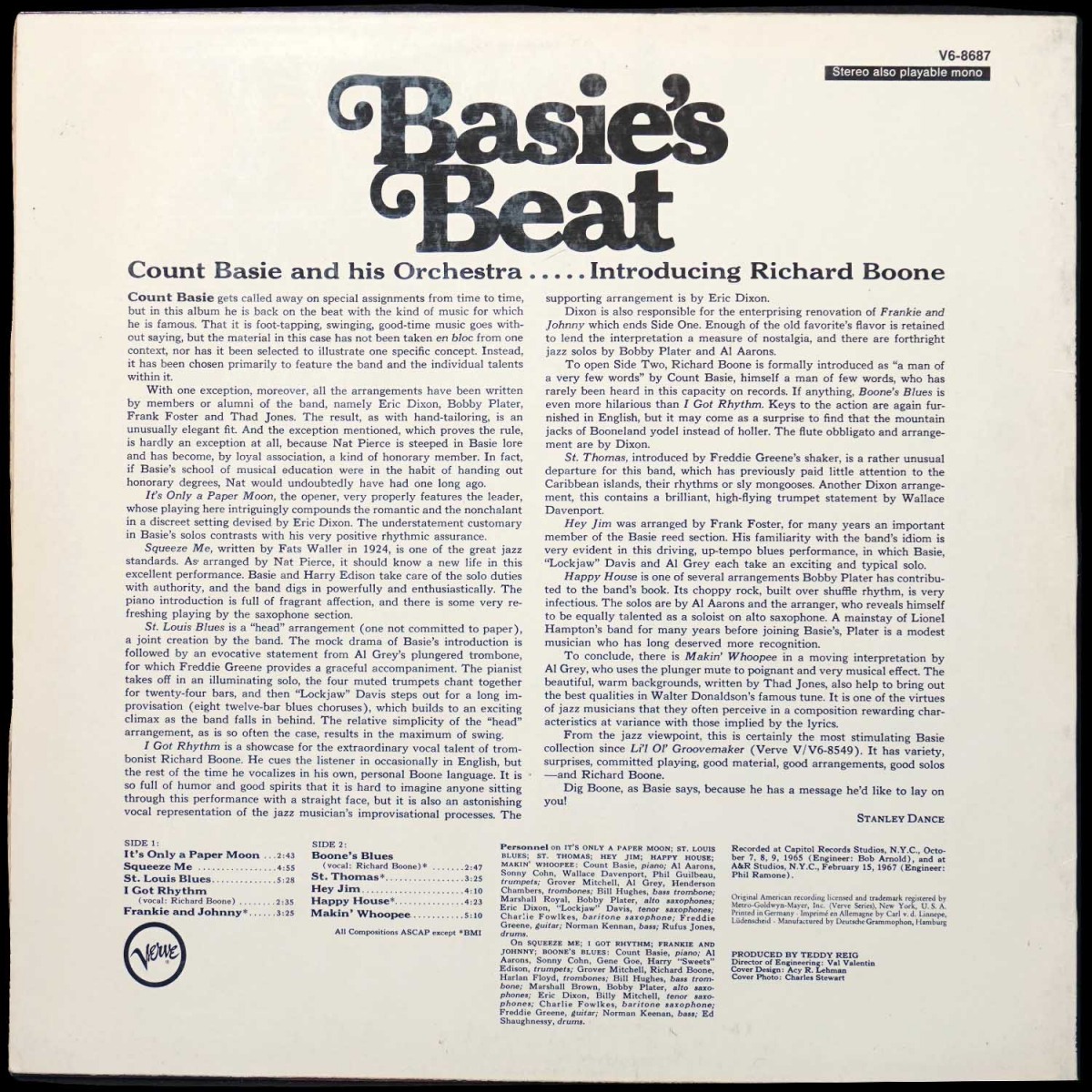 LP Count Basie — Basie's Beat фото 2