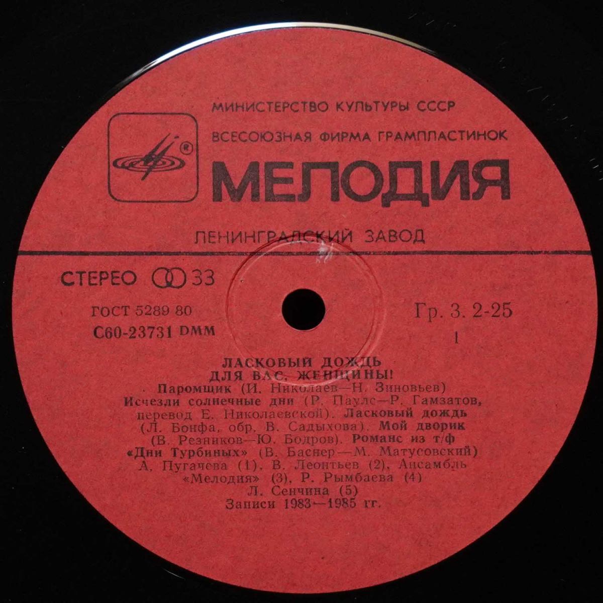 LP V/A — Для Вас, Женщины. Ласковый Дождь фото 2