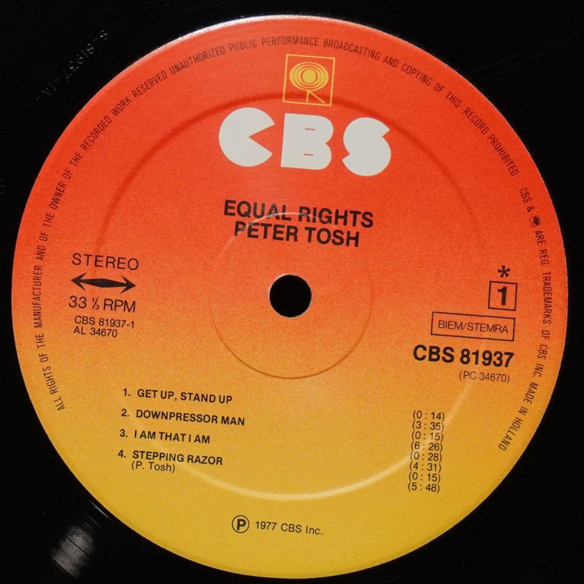 LP Peter Tosh — Equal Rights фото 3