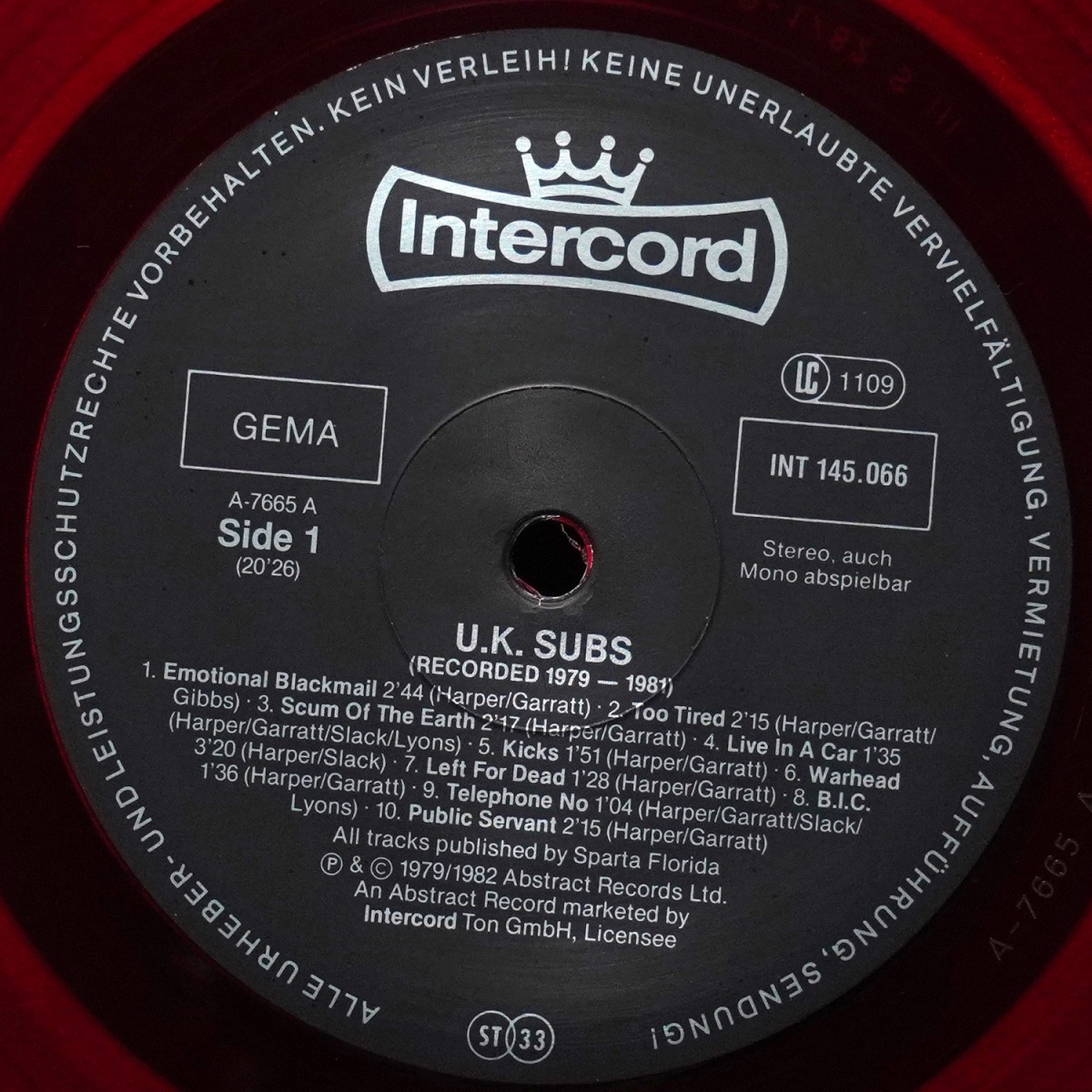 LP U.K. Subs — Recorded 1979-1981 (цветной винил) фото 3