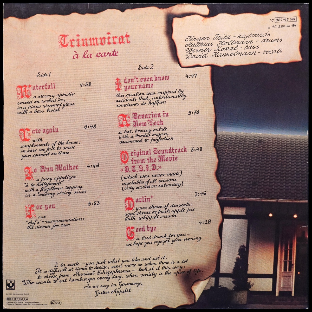 LP Triumvirat — A La Carte фото 2