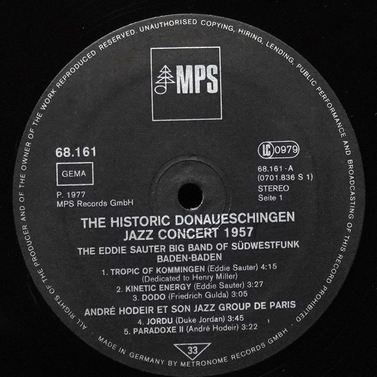 LP Eddie Sauter — Historic Donaueschingen Jazz Concert 1957 фото 2