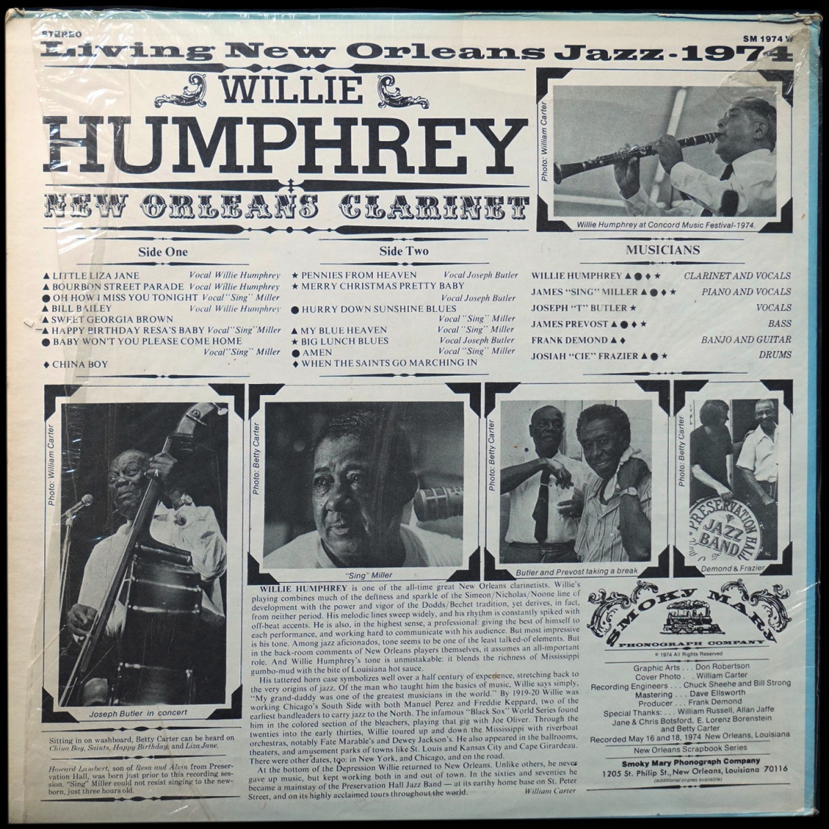 LP Willie Humphrey — New Orleans Clarinet фото 3