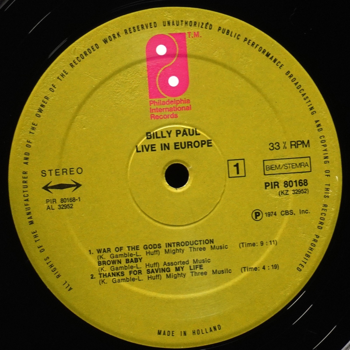 LP Billy Paul — Live In Europe фото 2