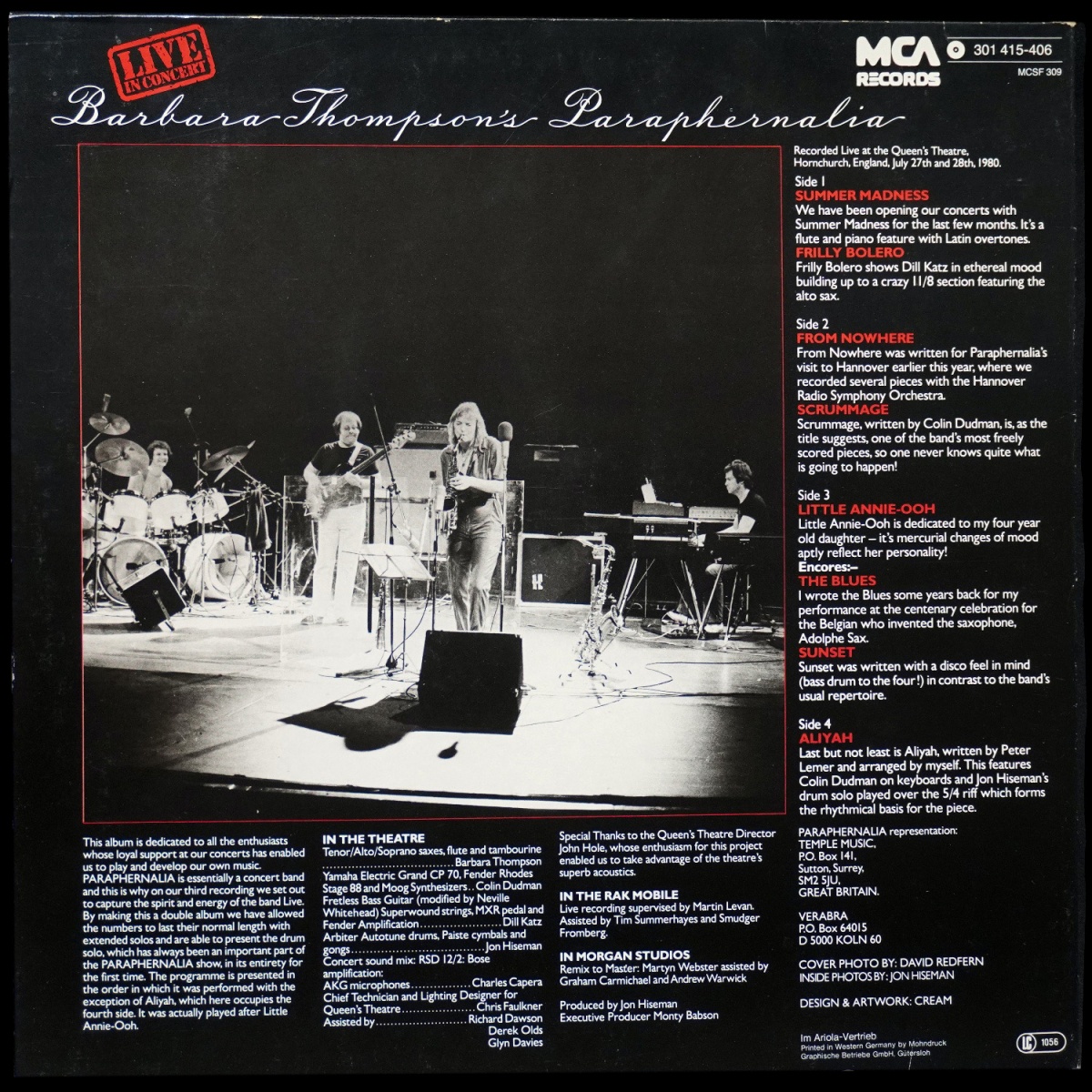 LP Barbara Thompson's Paraphernalia — Live In Concert (2LP) фото 3