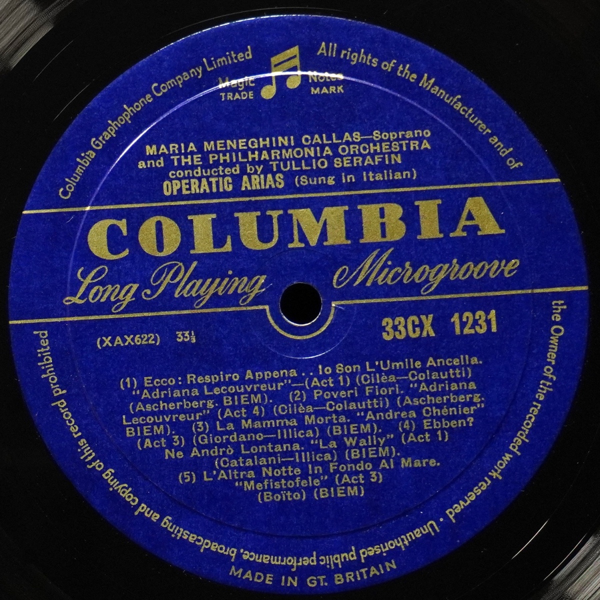 LP Maria Callas — Sings Operatic Arias (моно) фото 3