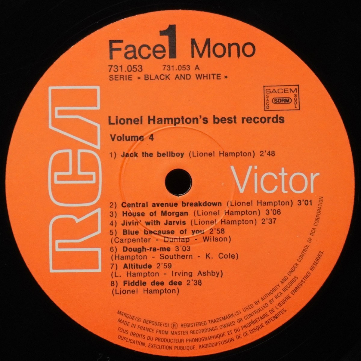 LP Lionel Hampton — Lionel Hampton's Best Records (1940-1941) Volume 4 (моно) фото 2