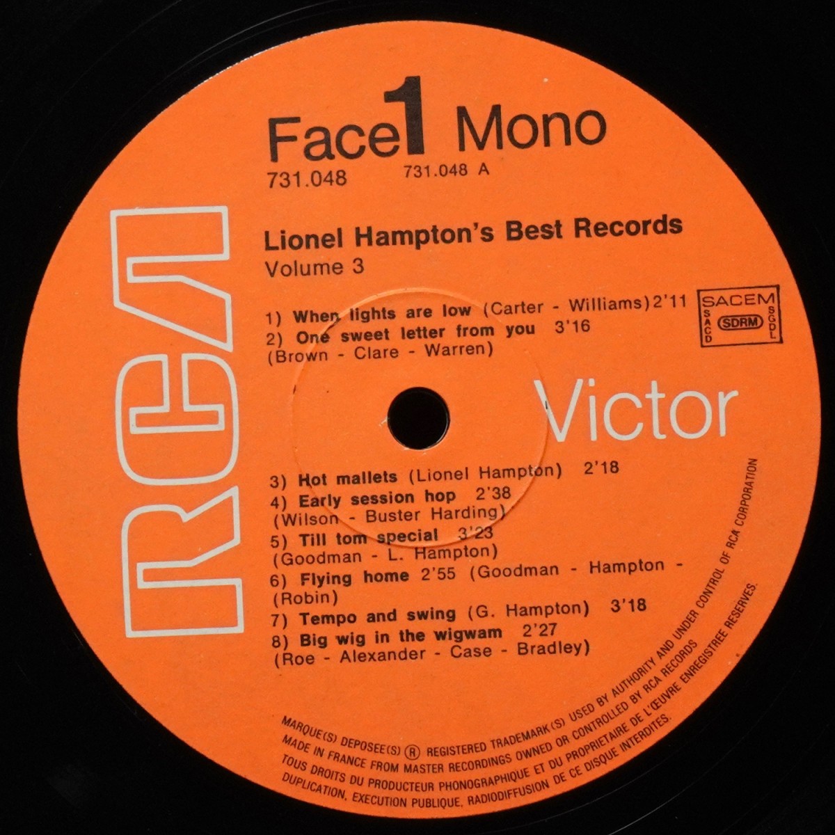 LP Lionel Hampton — Lionel Hampton's Best Records (1939-1940) (моно) фото 2