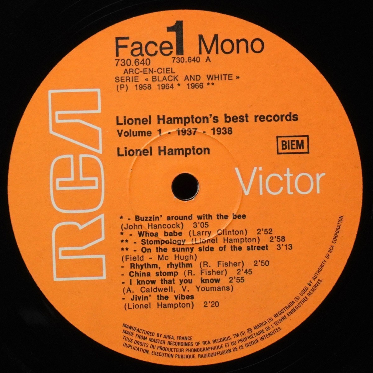 LP Lionel Hampton — Lionel Hampton's Best Records (1937-1938) (моно) фото 2