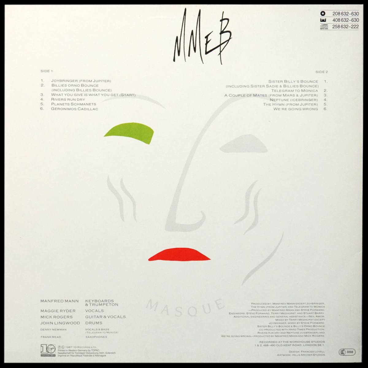 LP Manfred Mann's Earth Band — Masque (Songs And Planets) фото 2