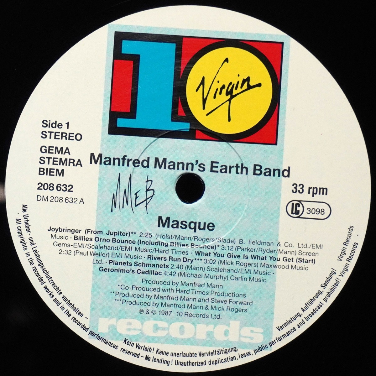 LP Manfred Mann's Earth Band — Masque (Songs And Planets) фото 3