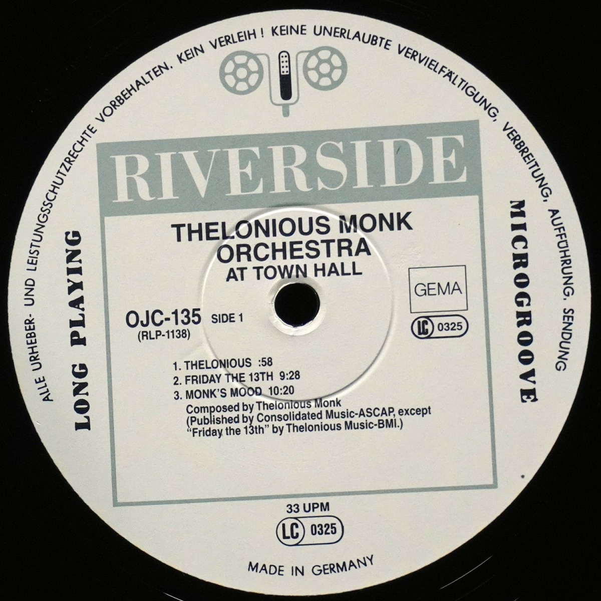 LP Thelonious Monk Orchestra — At Town Hall фото 2