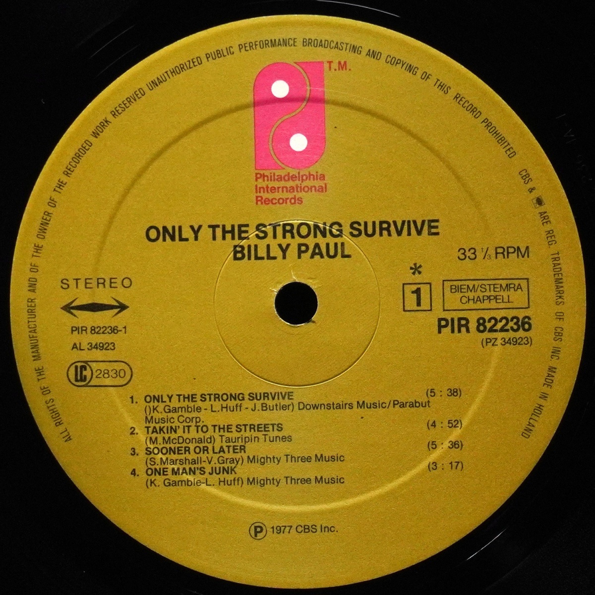 LP Billy Paul — Only The Strong Survive фото 2
