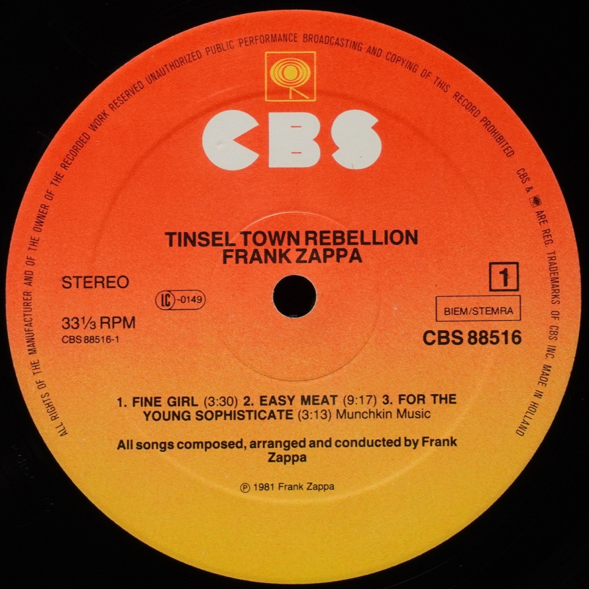 LP Frank Zappa — Tinsel Town Rebellion (2LP) фото 3