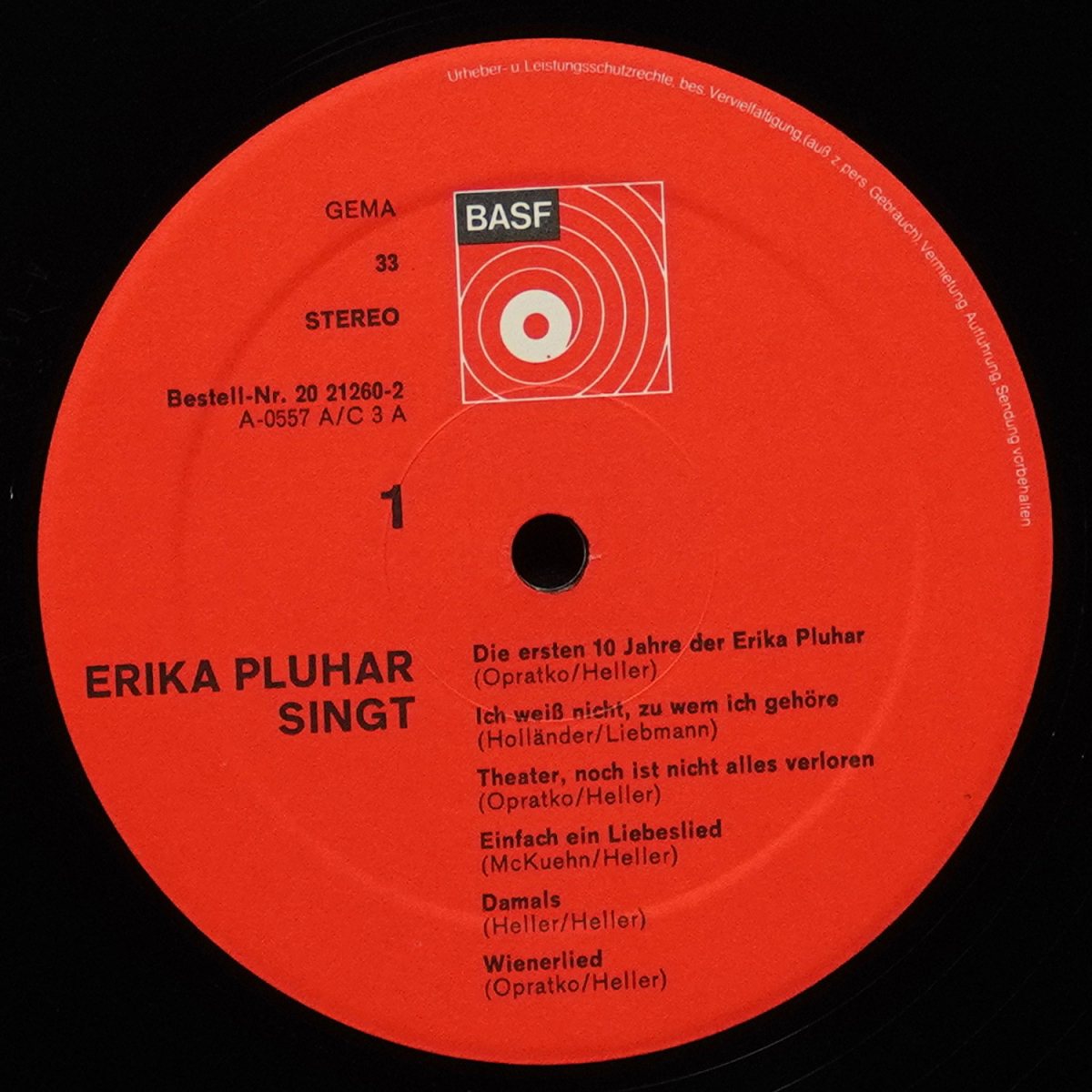 LP Erika Pluhar — Erika Pluhar Singt (+ буклет) фото 2