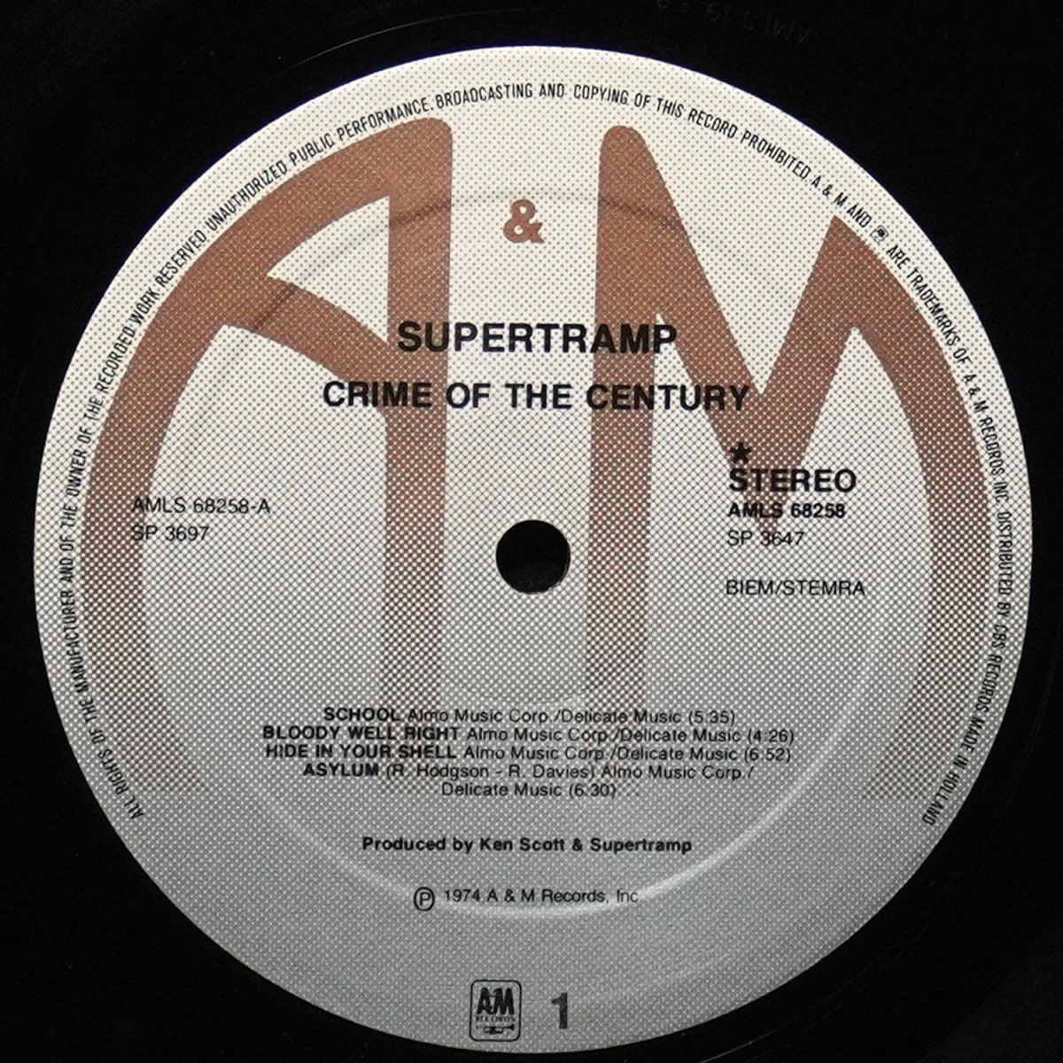 LP Supertramp — Crime Of The Century фото 3