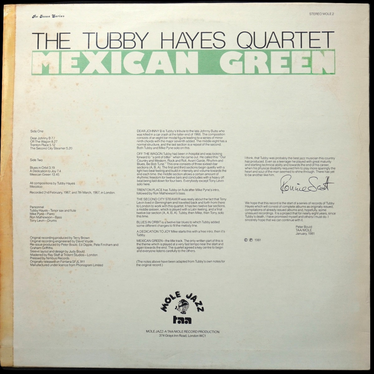 LP Tubby Hayes Quartet — Mexican Green фото 2