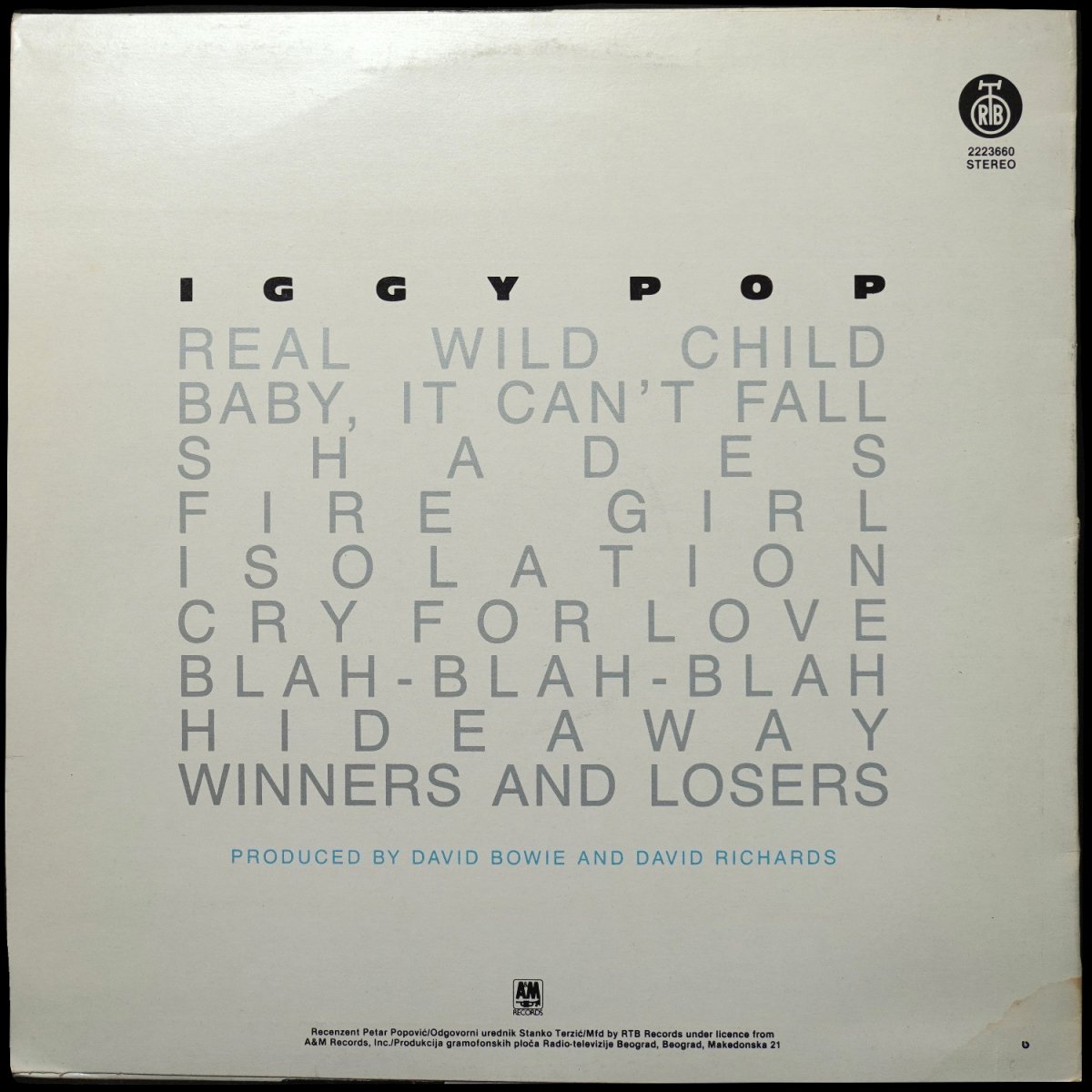 LP Iggy Pop — Blah-Blah-Blah фото 2