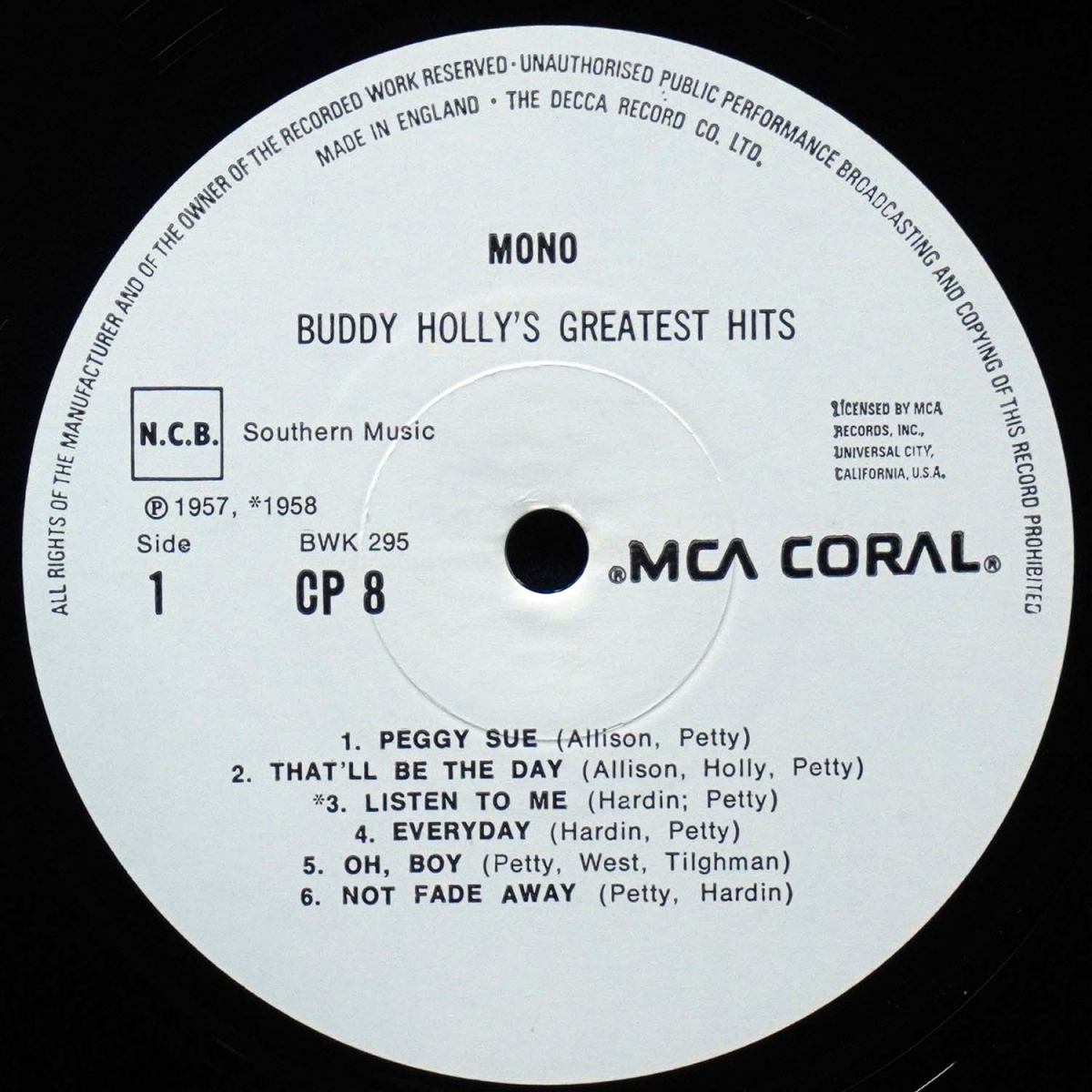 LP Buddy Holly — Greatest Hits (моно) фото 2