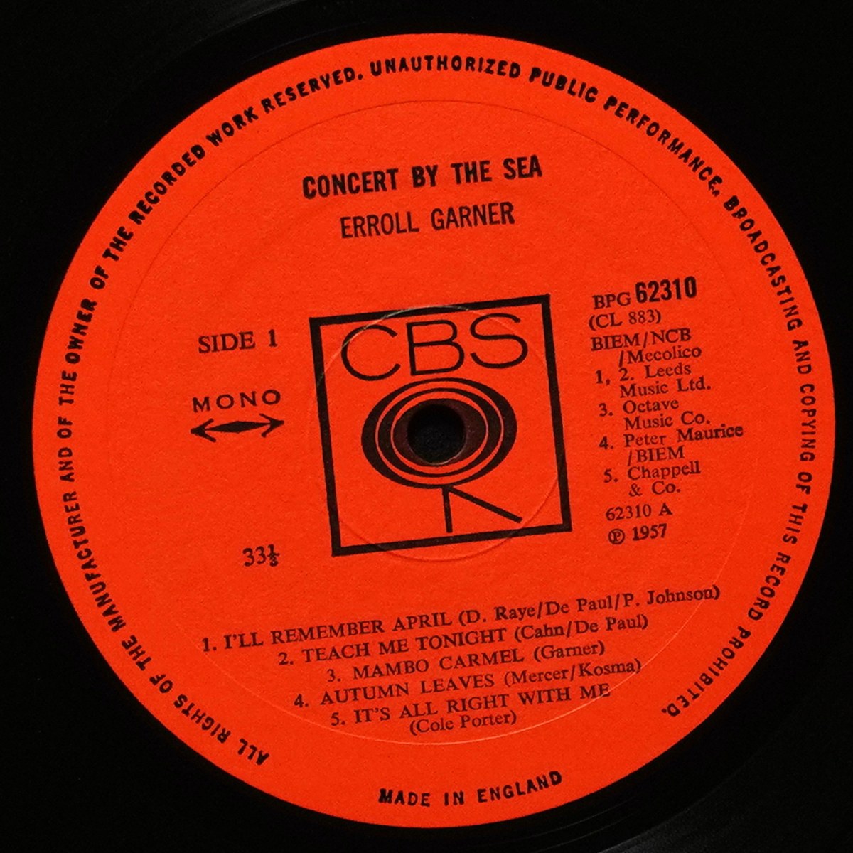 LP Erroll Garner — Concert By The Sea (моно) фото 2
