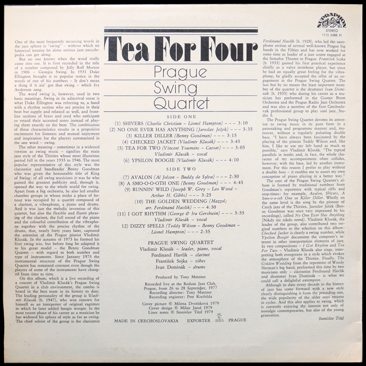 LP Prague Swing Quartet — Tea For Four фото 3
