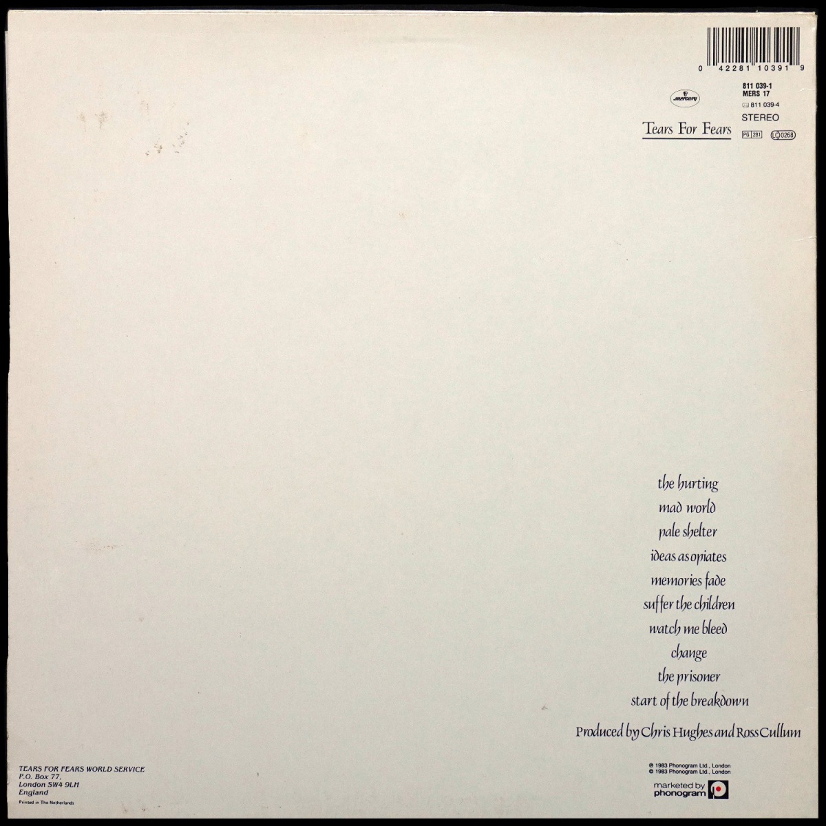 LP Tears For Fears — Hurting фото 2