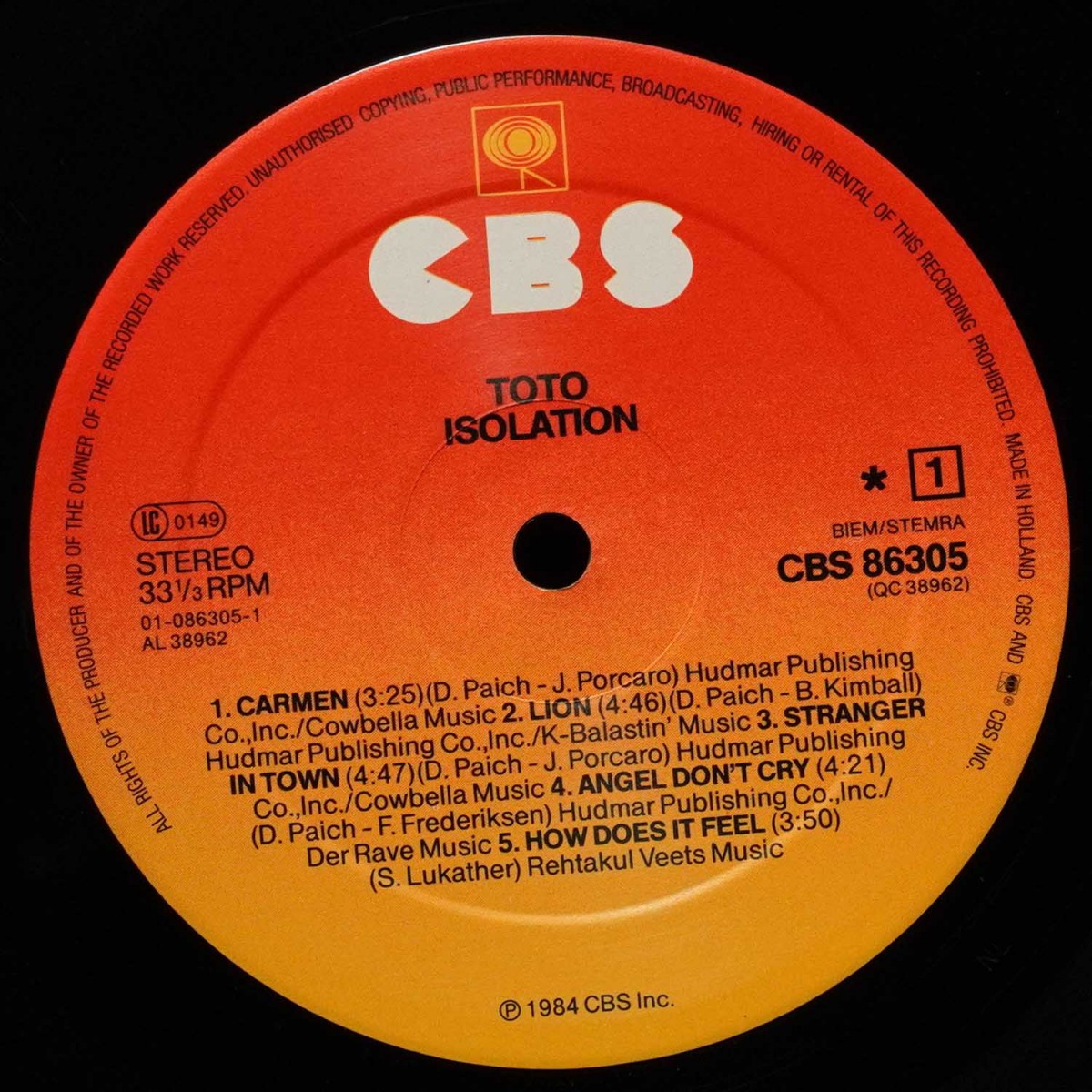 LP Toto — Isolation фото 2