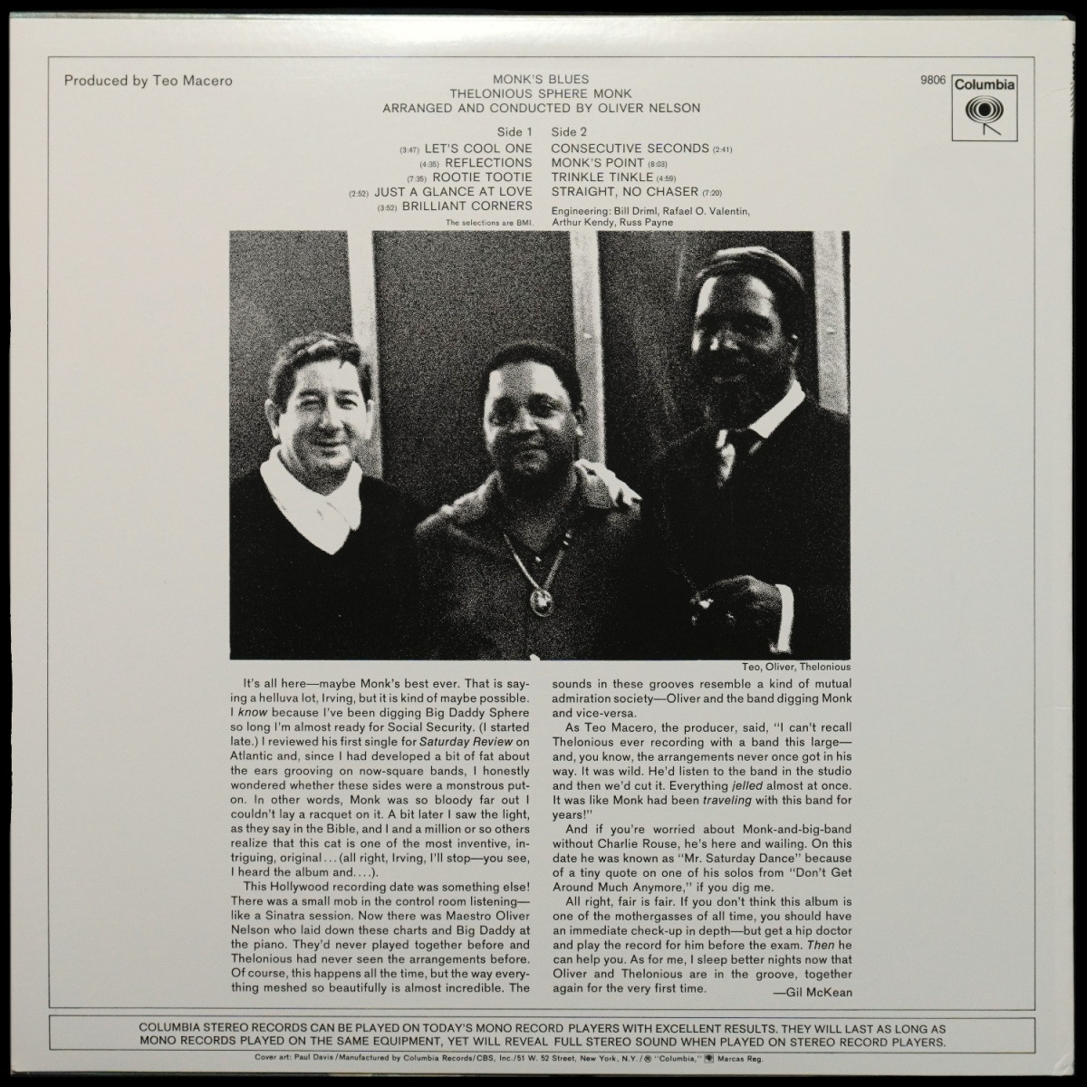 LP Thelonious Monk — Monk's Blues фото 3