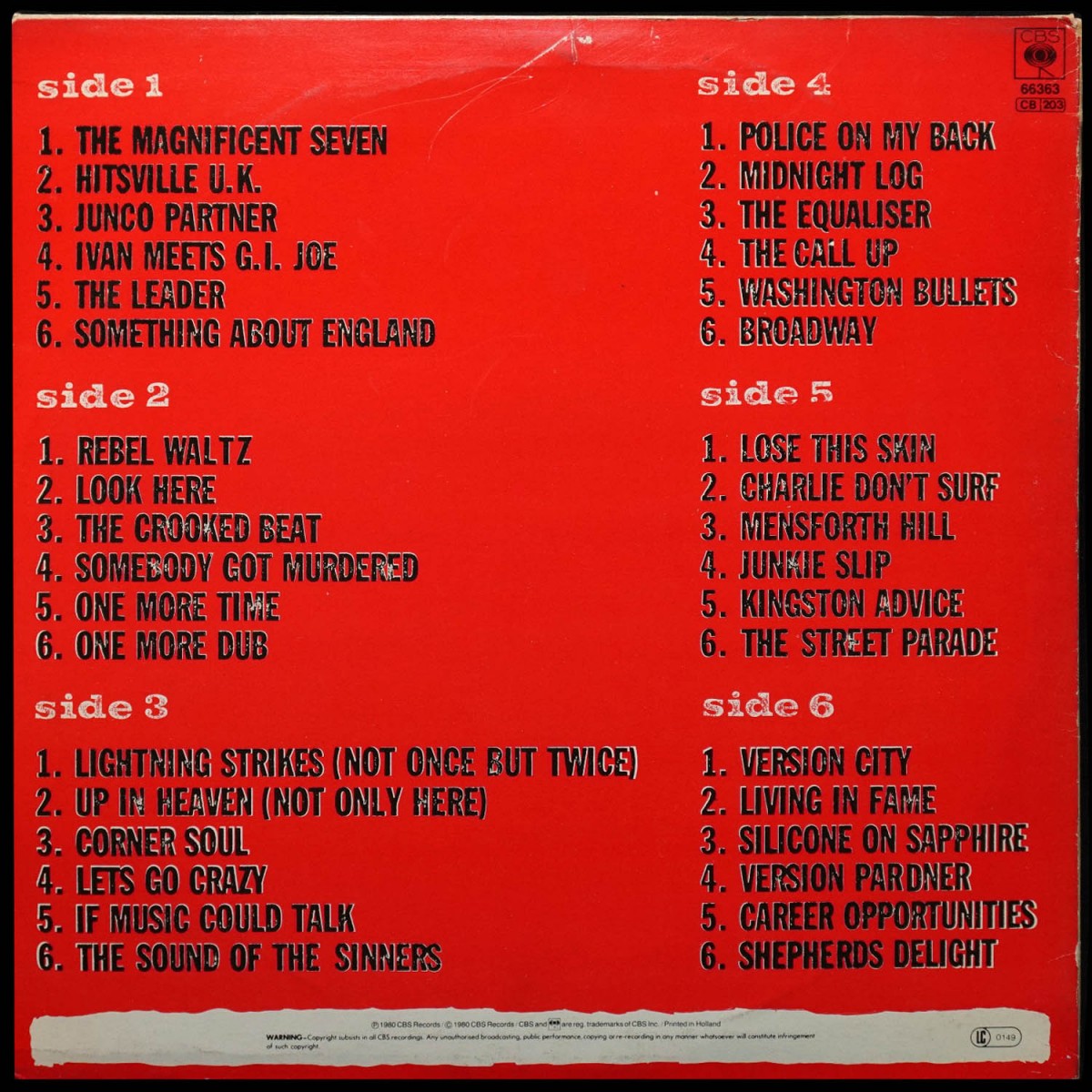 LP Clash — Sandinista! (3LP) фото 2