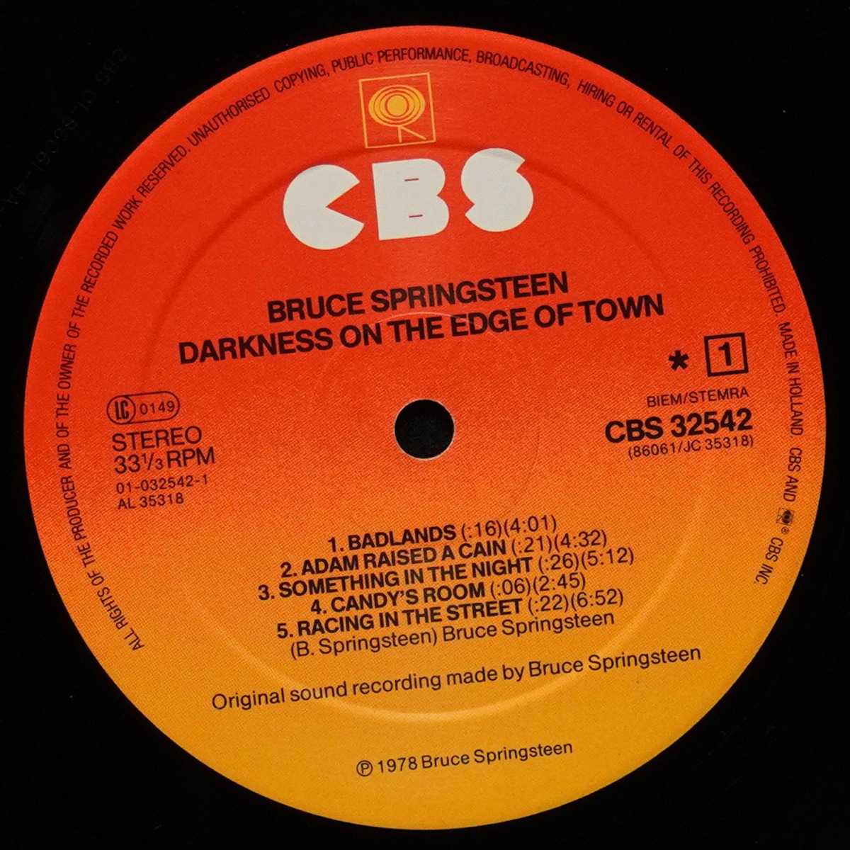 LP Bruce Springsteen — Darkness On The Edge Of Town фото 3