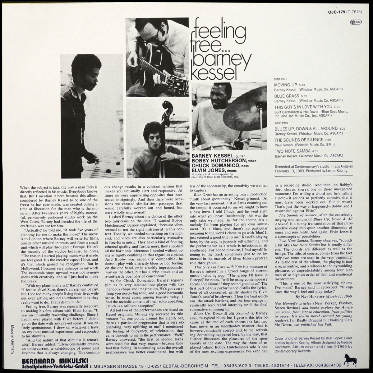 LP Barney Kessel — Feeling Free фото 2