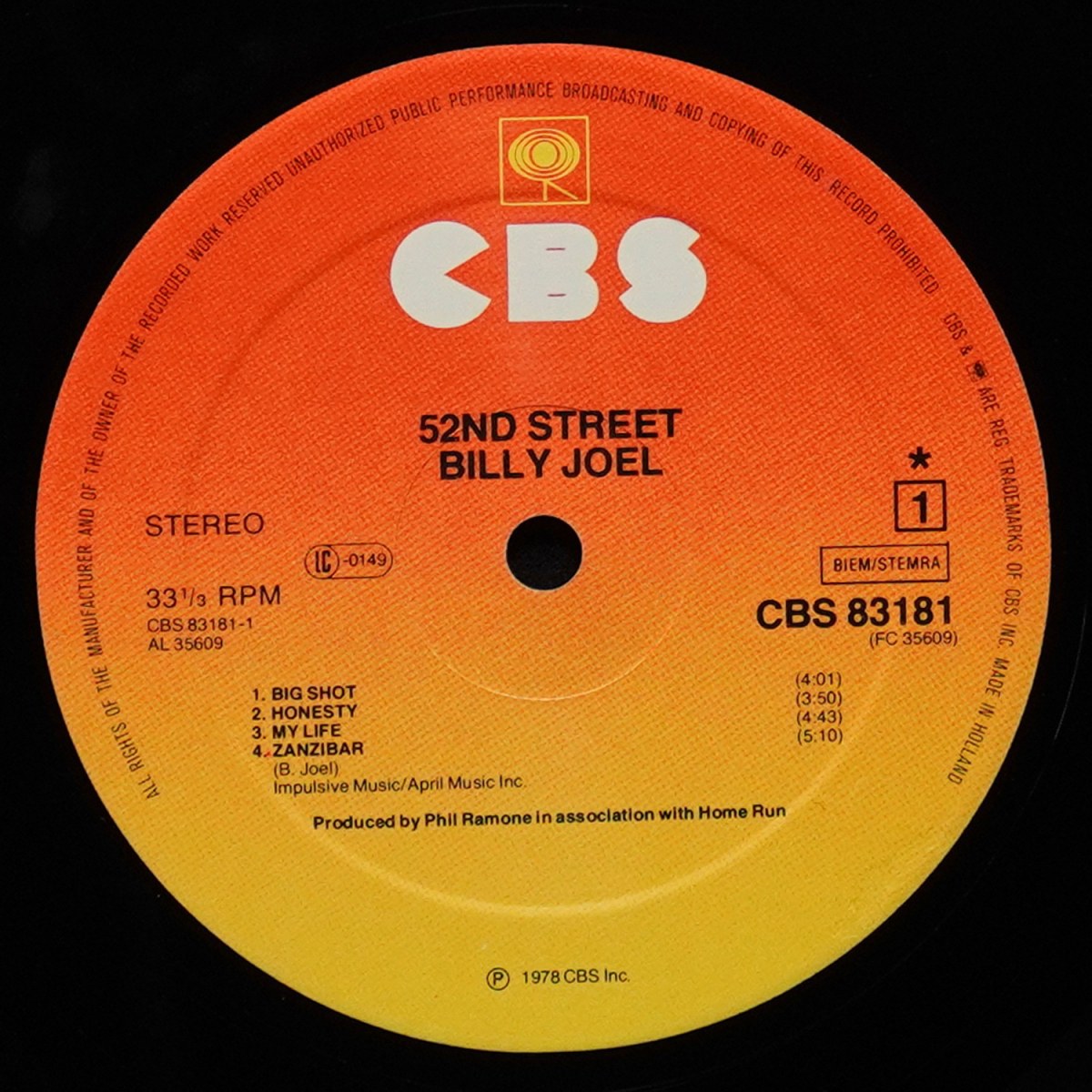 LP Billy Joel — 52nd Street фото 2