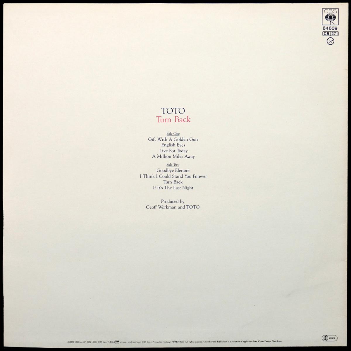 LP Toto — Turn Back фото 2