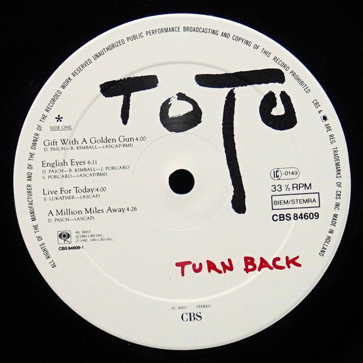 LP Toto — Turn Back фото 3