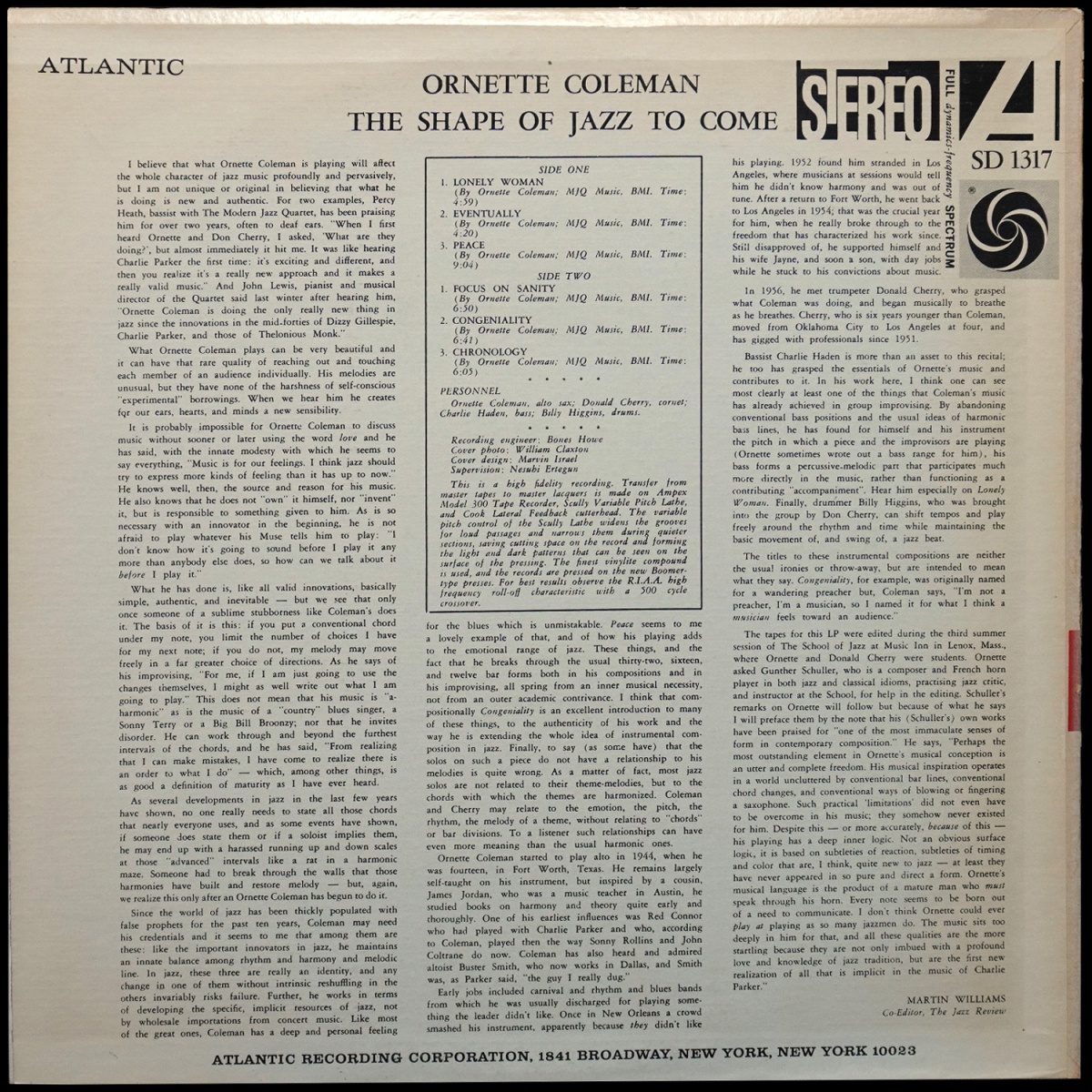 LP Ornette Coleman — Shape Of Jazz To Come фото 2