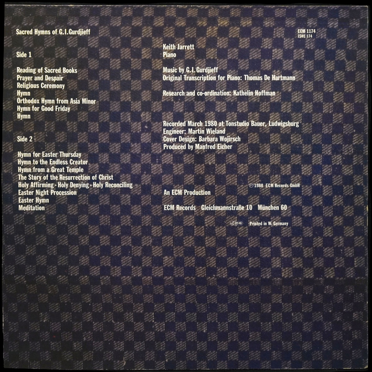 LP Keith Jarrett — Gurdjieff. Sacred Hymns фото 2