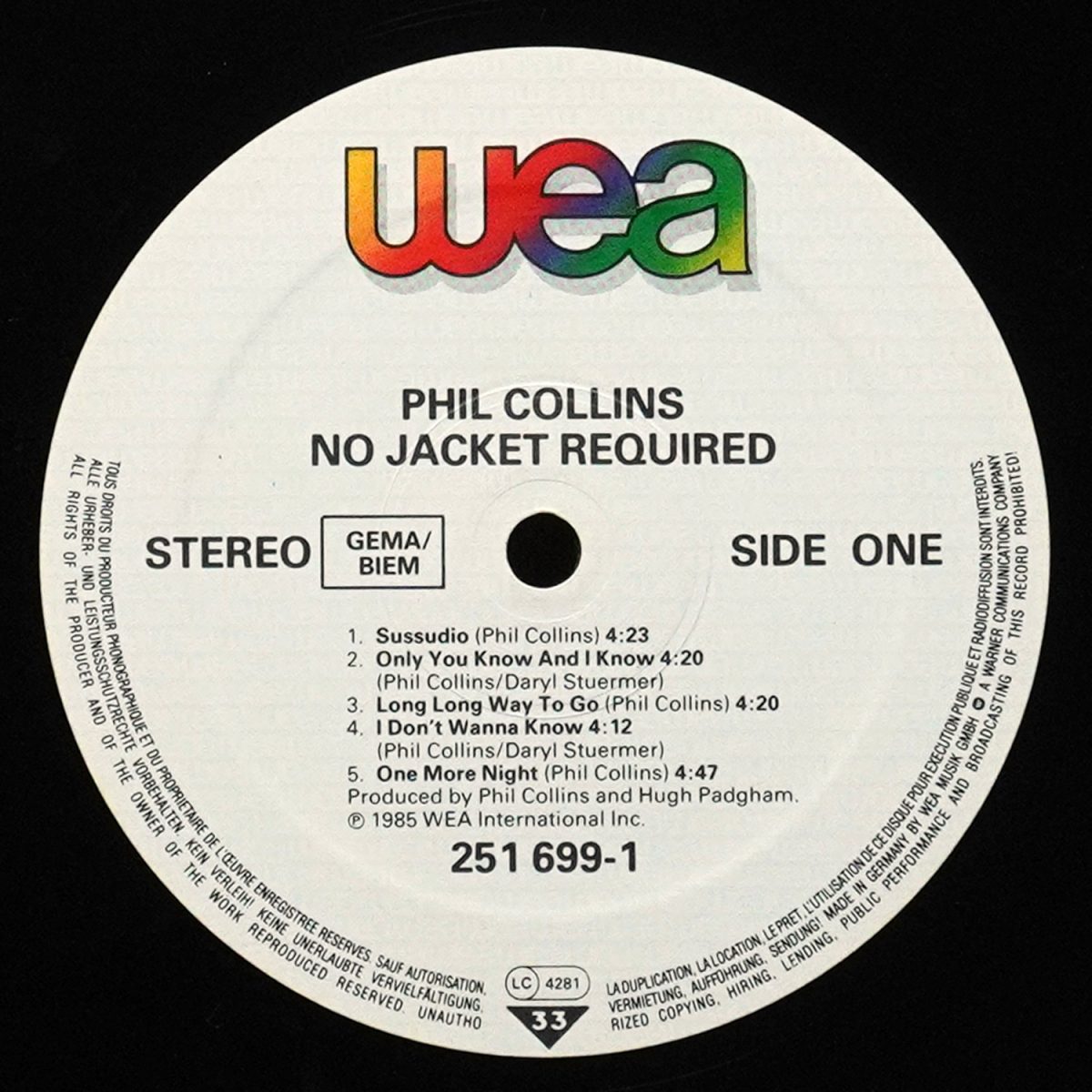 LP Phil Collins — No Jacket Required фото 3
