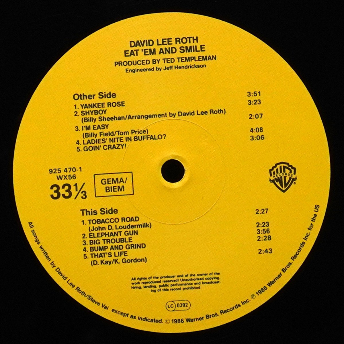 LP David Lee Roth — Eat 'Em And Smile фото 2