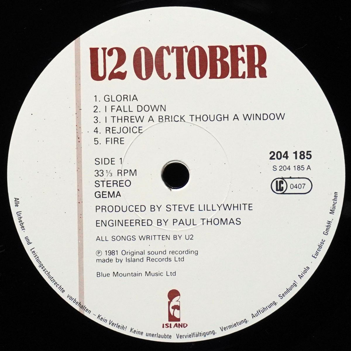 LP U2 — October фото 3