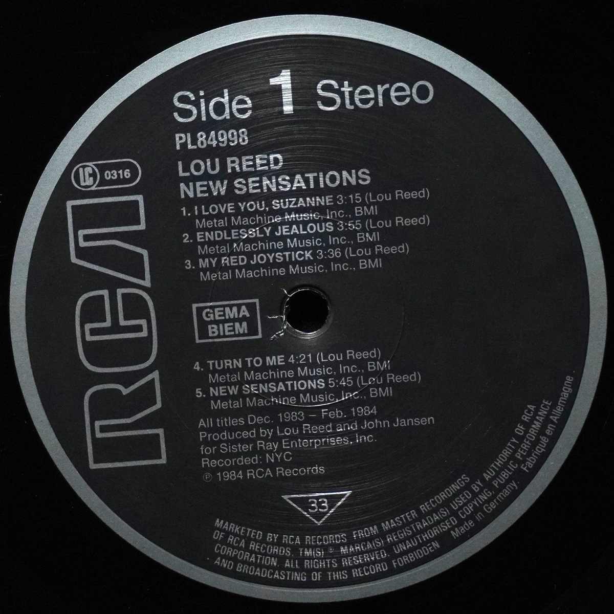 LP Lou Reed — New Sensations фото 3