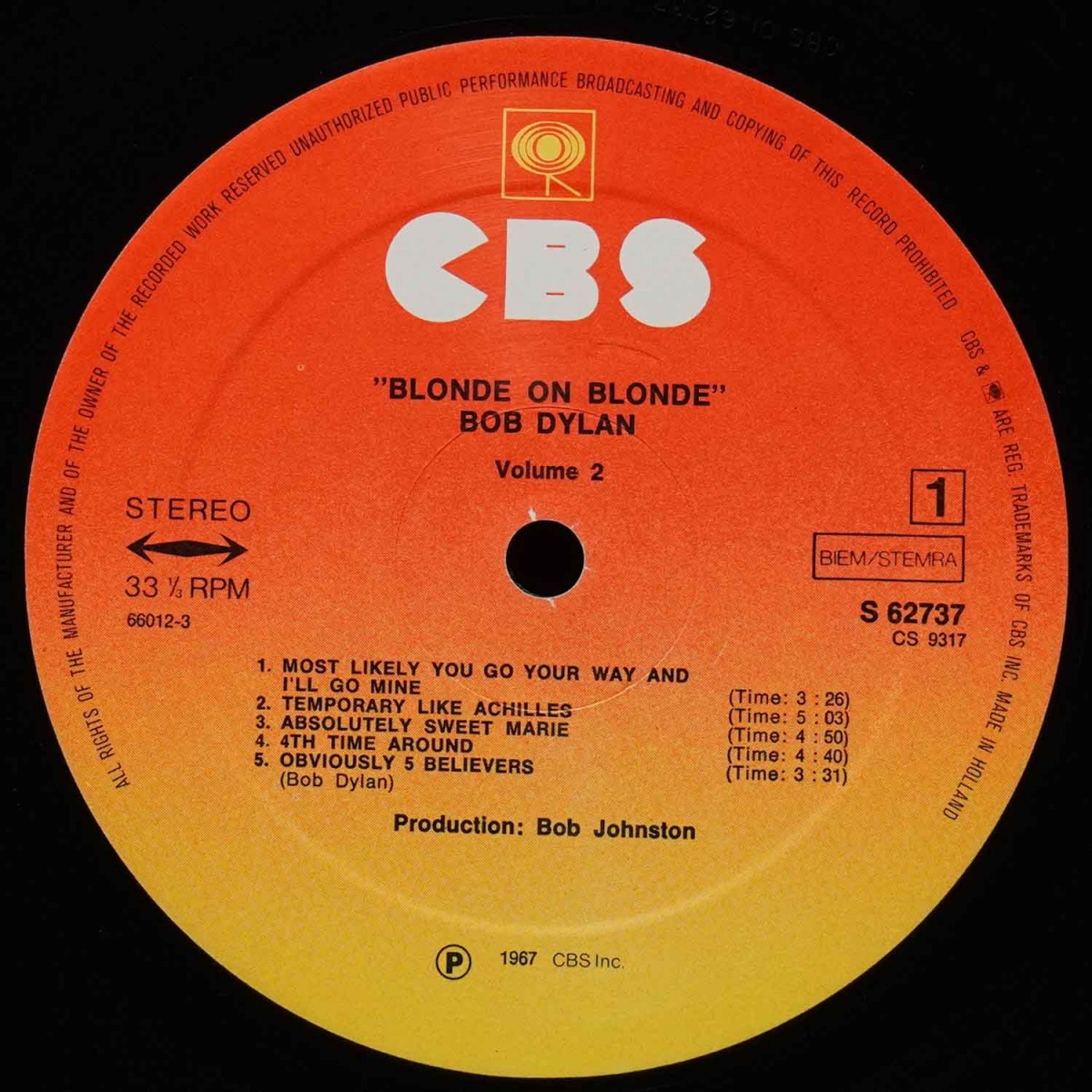 LP Bob Dylan — Blonde On Blonde Vol.2 фото 2