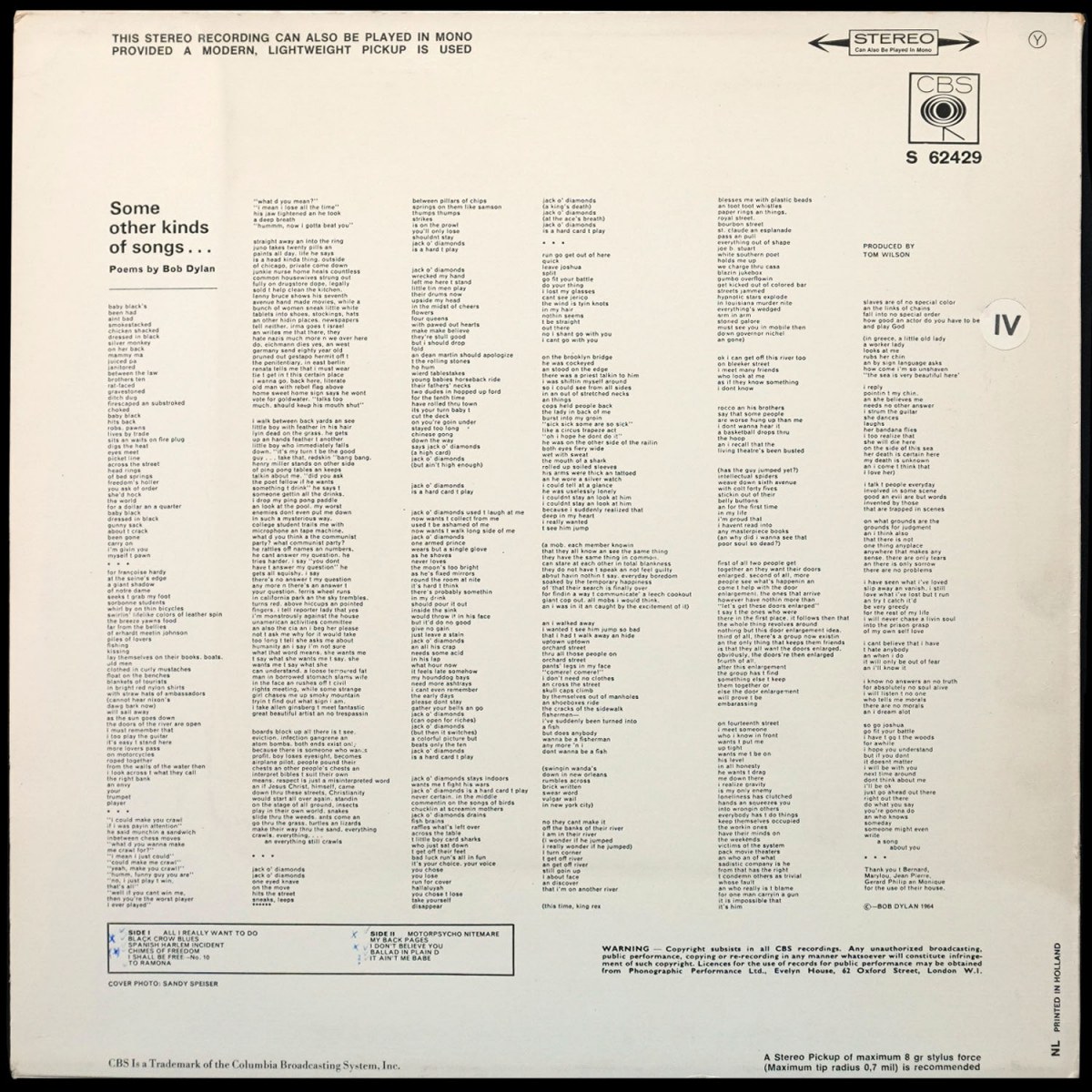 LP Bob Dylan — Another Side Of Bob Dylan фото 3