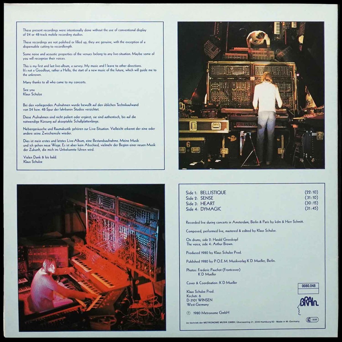 LP Klaus Schulze — Live... (2LP, + постер) фото 2