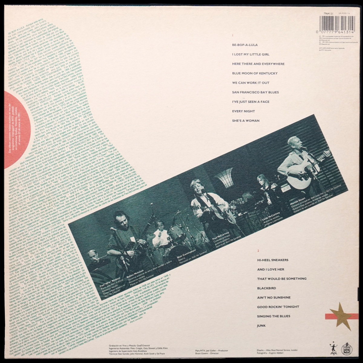 LP Paul McCartney — Unplugged (The Official Bootleg) фото 2