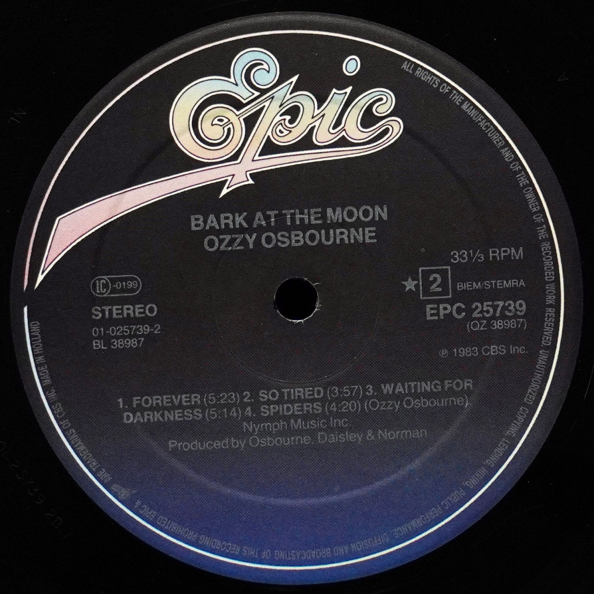 LP Ozzy Osbourne — Bark At The Moon фото 4