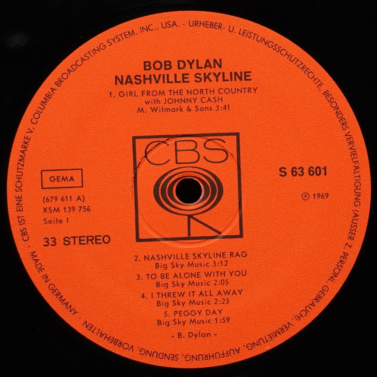 LP Bob Dylan — Nashville Skyline фото 3
