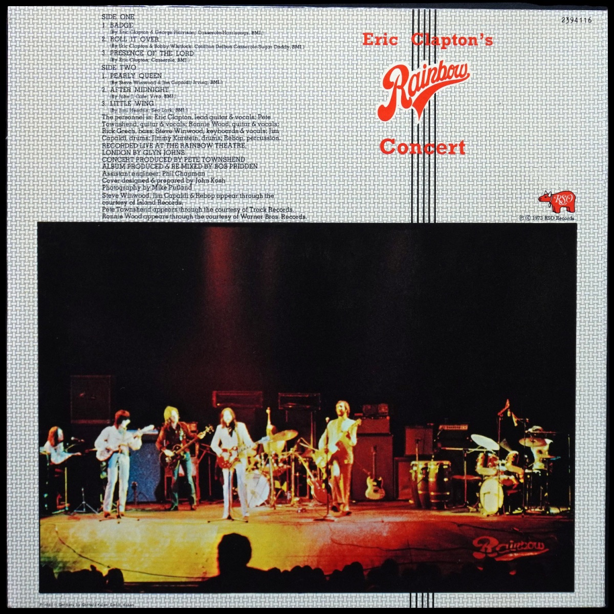 LP Eric Clapton — Eric Clapton's Rainbow Concert фото 2