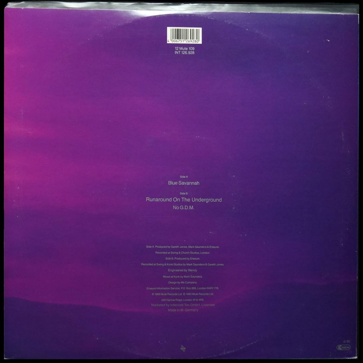 LP Erasure — Blue Savannah (макси сингл) фото 2